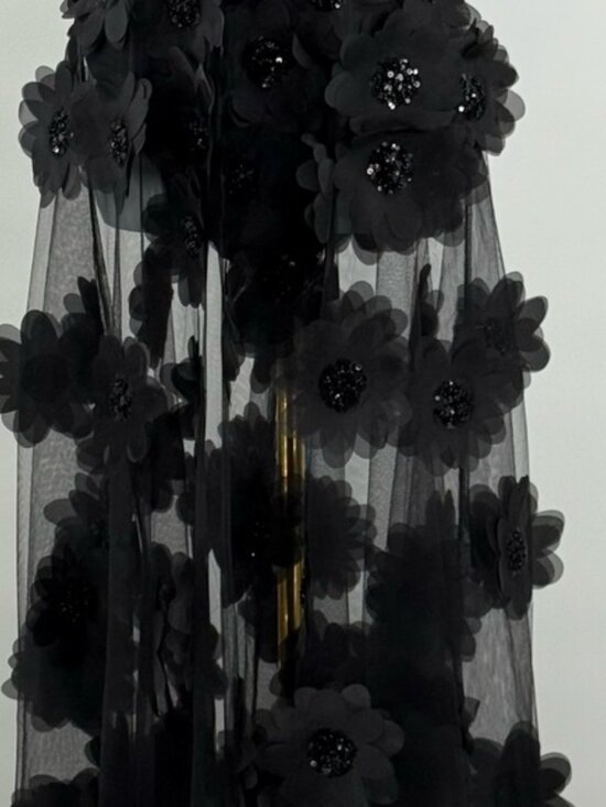 🆕 BRONX & BANCO 🧿 NWOT Rosalie Noir Floral-Appliqué Tulle Gown, Sz M US 6 - Picture 12 of 16